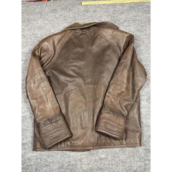 Metropolitan NY Leather Jacket Mens Medium Brown Faux Shearling Lined Coat - Picture 10 of 13